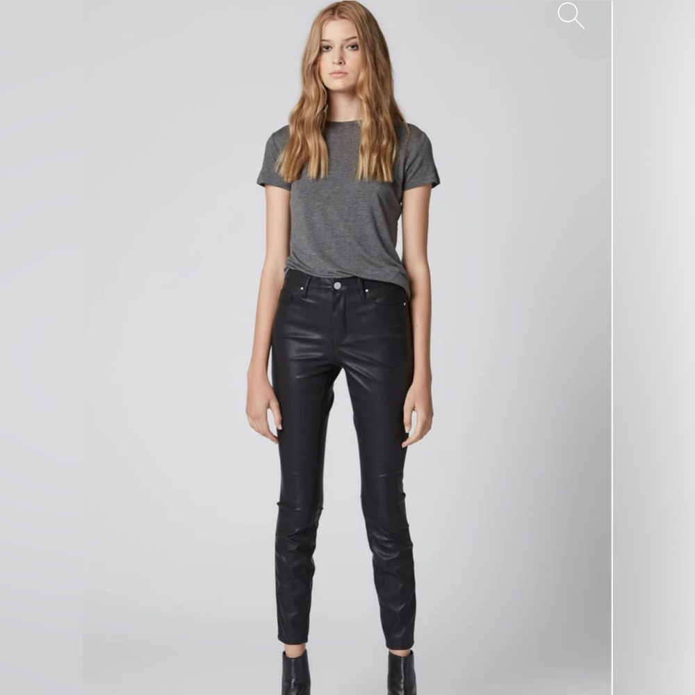 Black Vegan Leather mid-rise Skinny Leg Pants